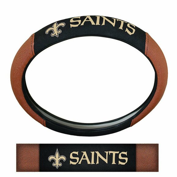 NFL New Orleans Saints Embroidered Pigskin Steering Wheel Cover by Fanmats - Picture 1 of 1